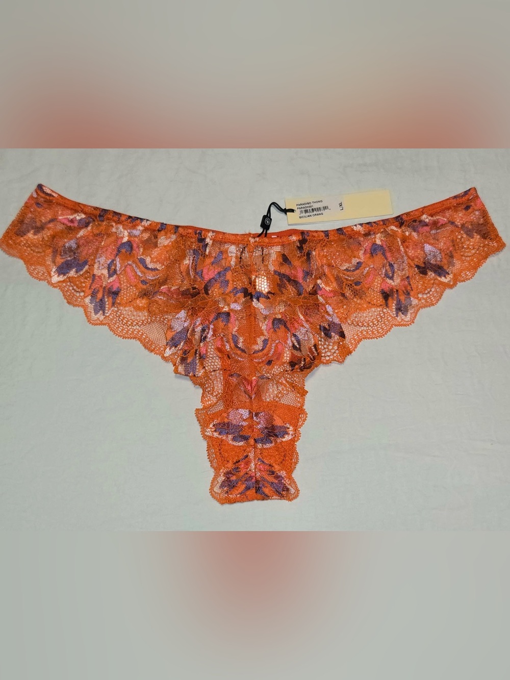 Cosabella Paradiso Lace Thong in Sicilian Orange L/XL NWT